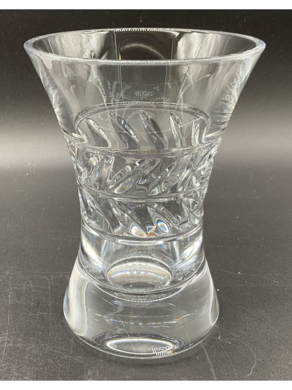 Miller Rogaska Crystal Vase With Etched Floral Pattern 5.25" Clear Elegant Décor